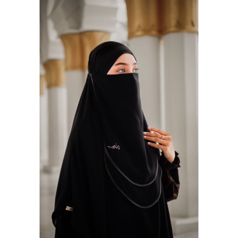 Cadar Karet Siffon Arab/Cadar tali Siffon Arab/Cadar 2 Layer/Cadar Bisban/Niqob breathable