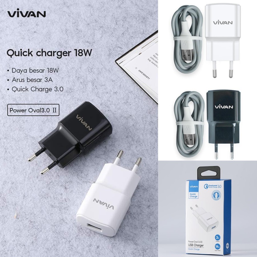 Vivan Charger Power Oval PD 18 Watt 3.0A Type-C Quick Charger / Carger Vivan Ori / Casan Kabel Type 