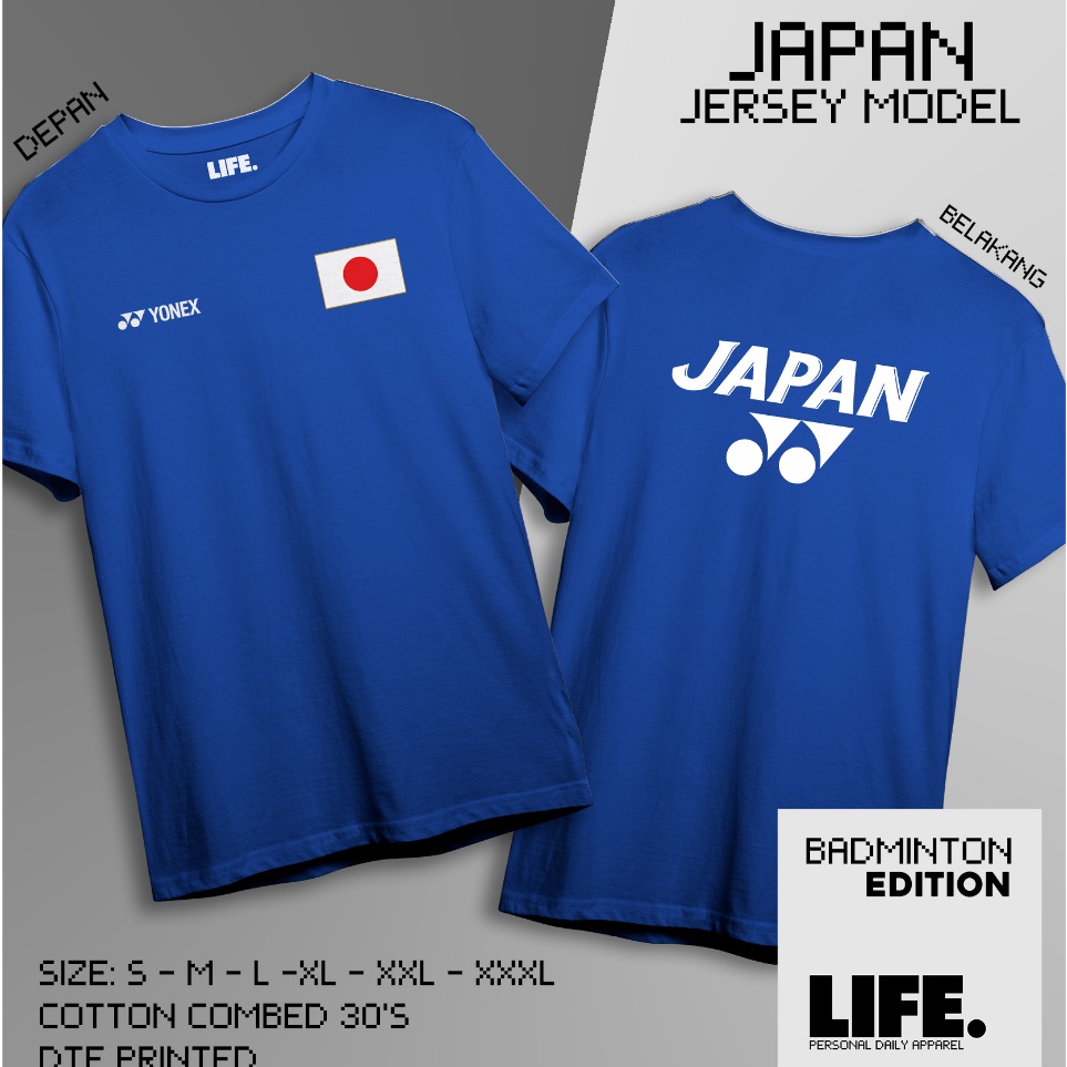 Borong Buruan  Kaos Badminton Jepang Japan 2 sisi Baju Bulutangkis Timnas Model Jersey Pria Wanita d