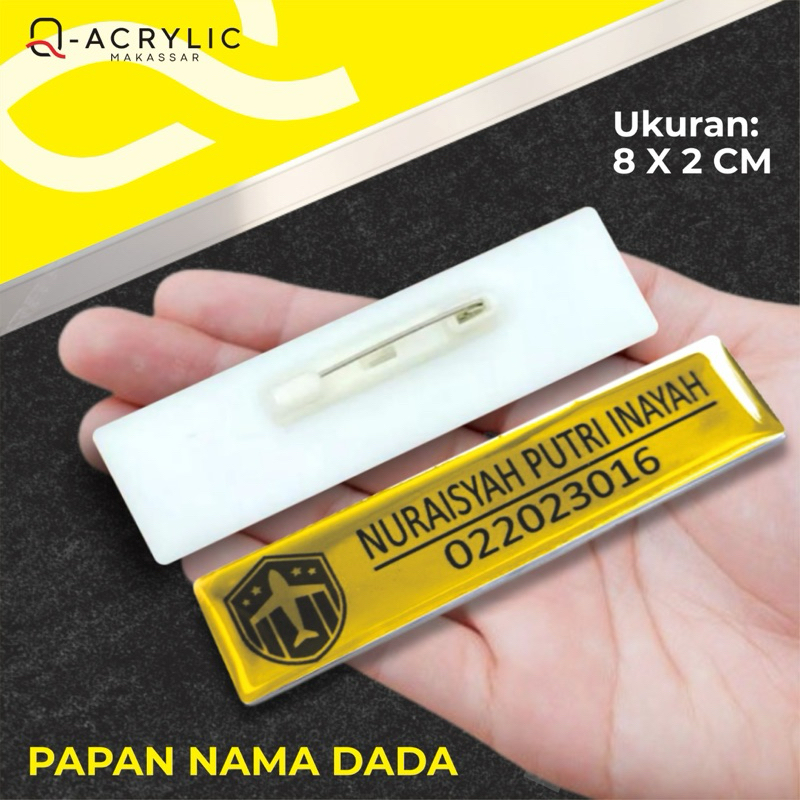 Papan Nama Dada / Name Tag / Peniti / Magnet - GOLD