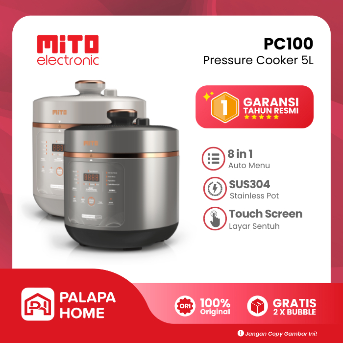 Mito Pressure Cooker PC100 Electric Presto Listrik 5 Liter Low Watt Digital Touch Screen