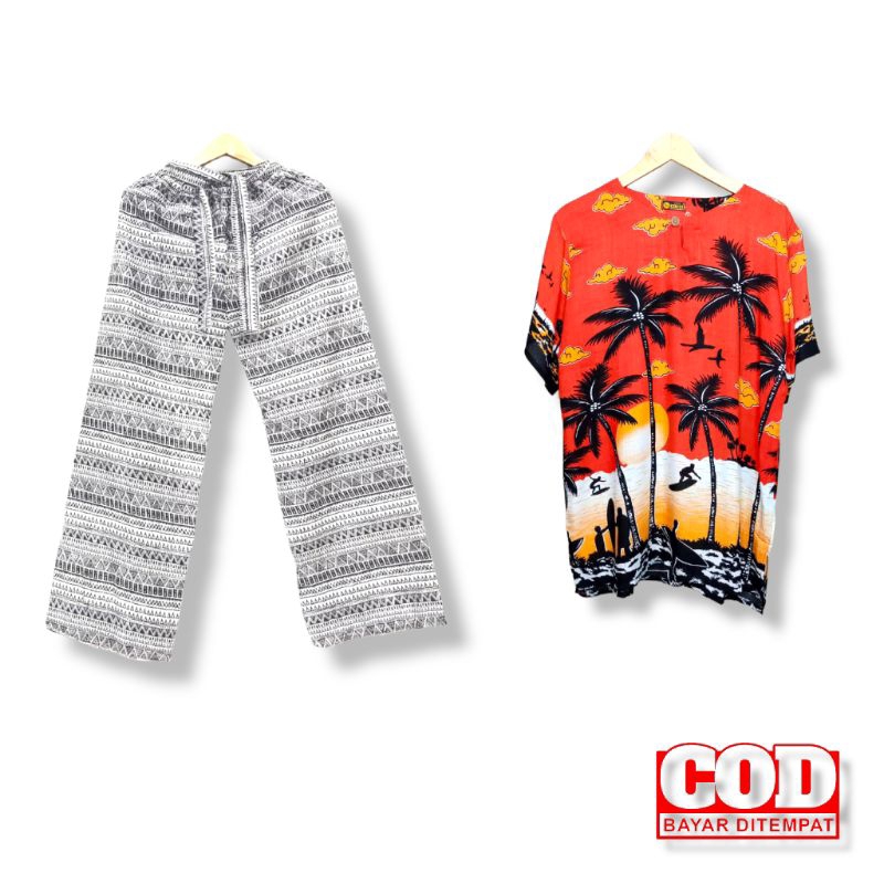Setelan baju kaos pantai awan bali/ setelan celana panjang pria wanita/ setelan celana panjang baju 
