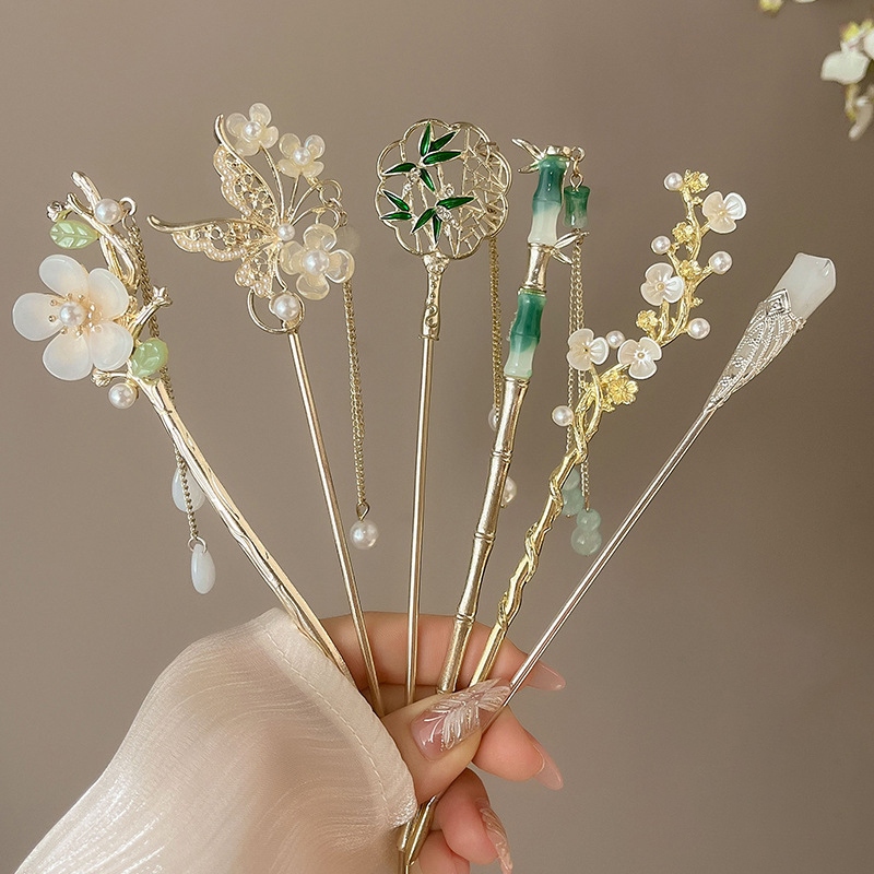 KUALITAS SUPER Tassel Headwear Tusuk Konde Rambut Tusuk Rambut Rumbai tusuk konde Wanita Cina