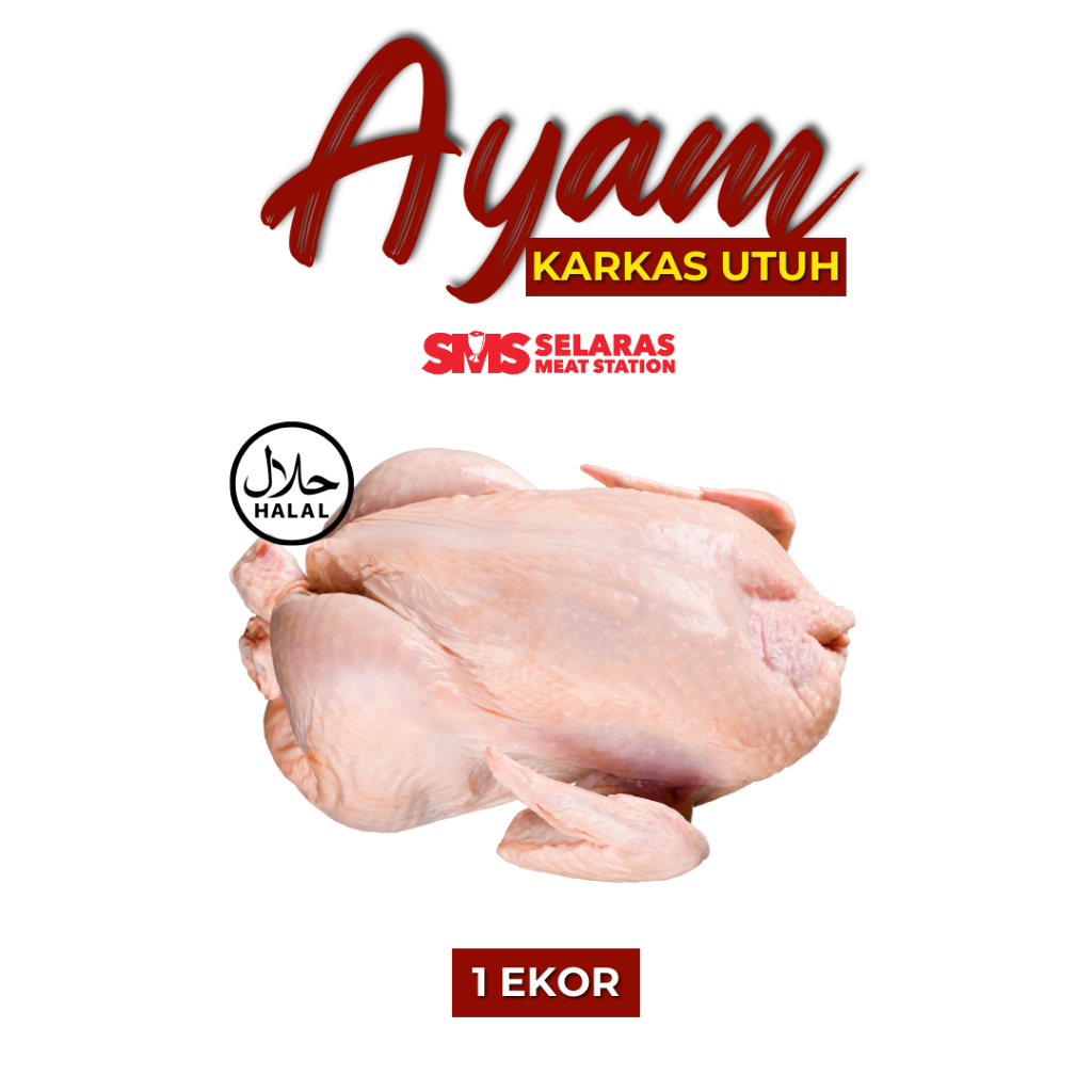 

Ayam Karkas Ayam Broiler Utuh 700-1190 gram / 0.7 - 1.19 Kg Frozen Ayam Broiler Halal Tangerang