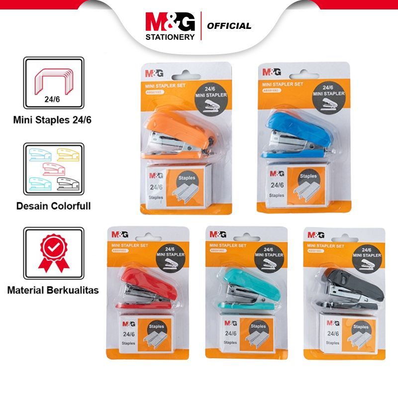 

M&G Mini 24/6 Colorful Stapler Mini Set 5 Warna 500pcs staples included (ABS91693)