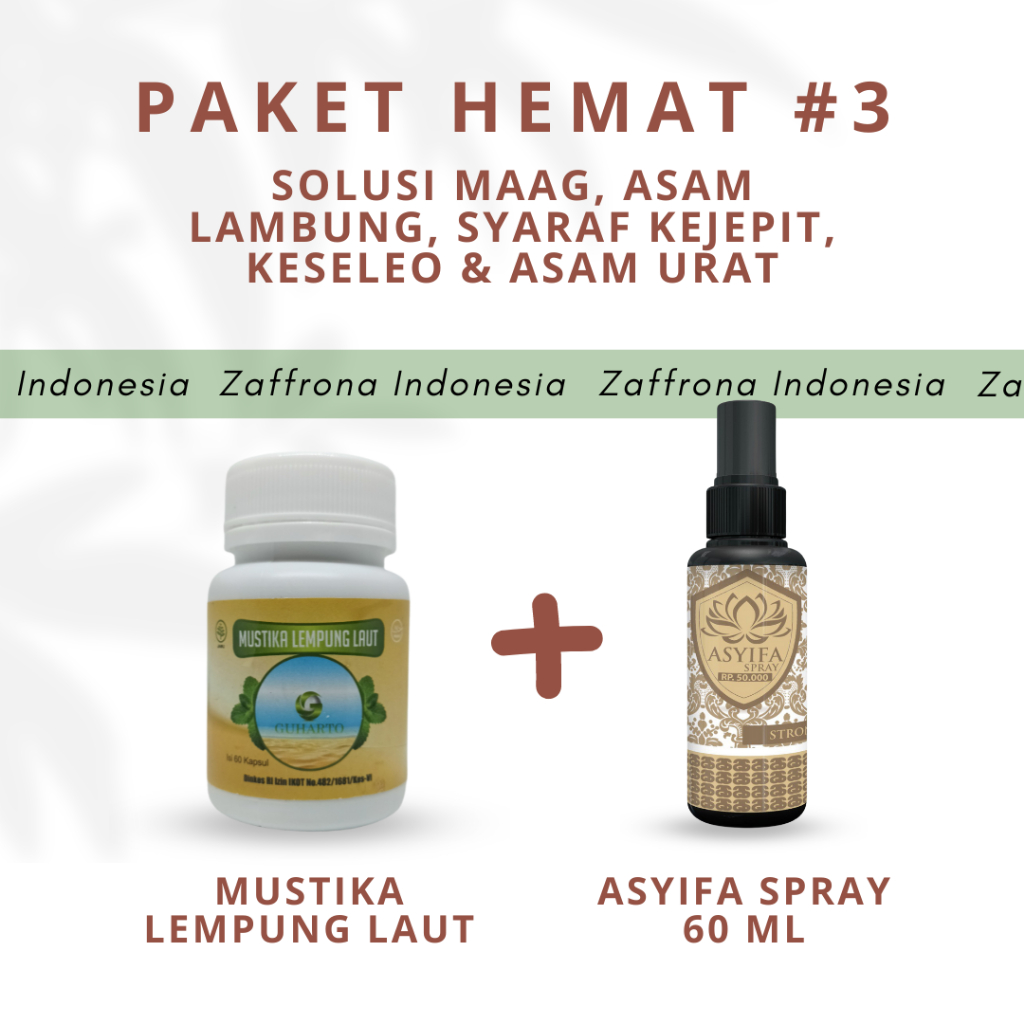 PaHe #3 -  Mustika Lempung Laut 60 Kapsul & Asyifa Spray 60 ml - Solusi Maag, Asam Lambung & Asam Ur