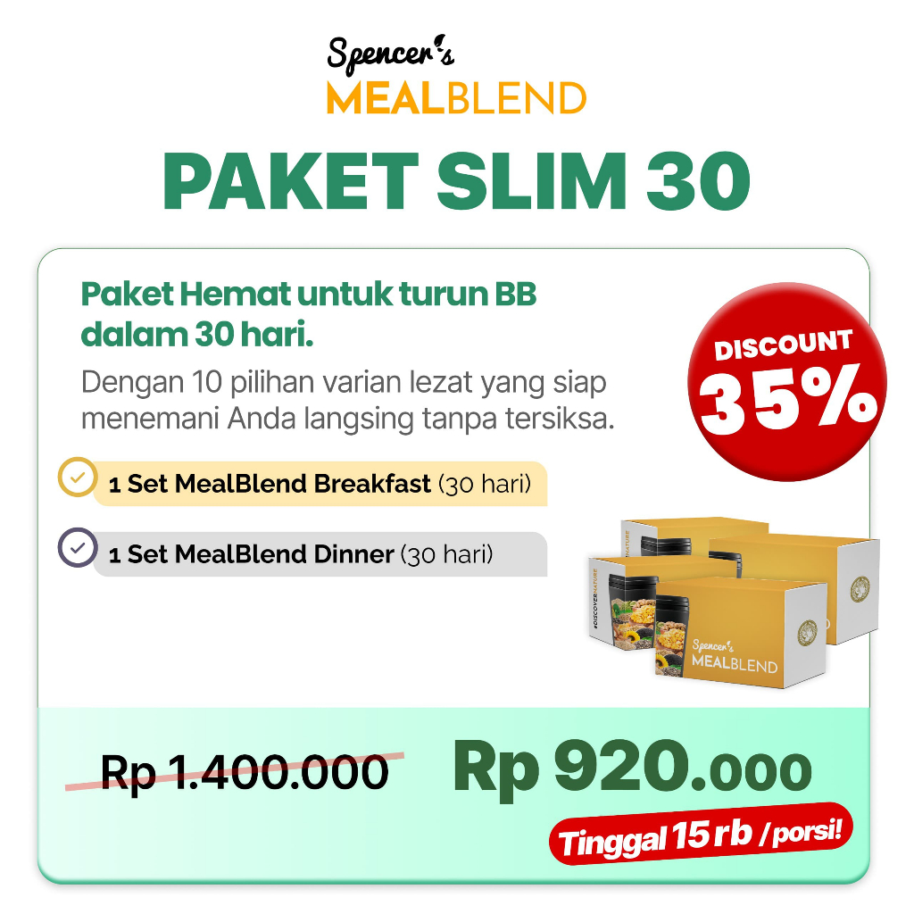 

Spencer's MealBlend All Varian Paket 4 box Pelangsing Alami Meal Replacement Diet Sehat Halal