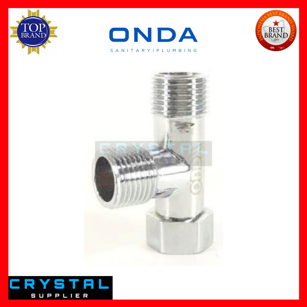 TEE CHROME Drat Luar Dalam ONDA 1/2" inch Male Female Kuningan Brass T Te Krom TDL