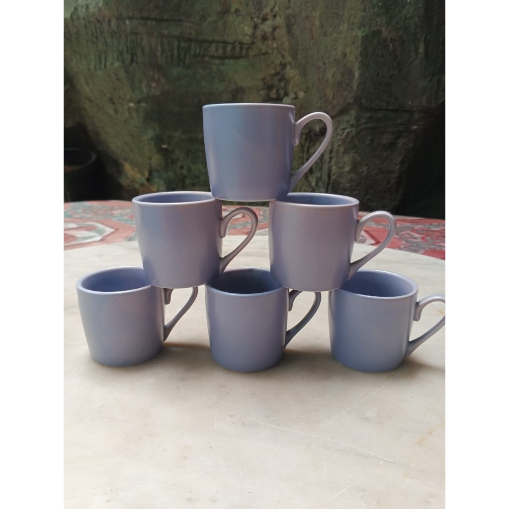 Mug Keramik Mini Warna gradiasi ungu (pudar) Retro mug untuk minum kopi