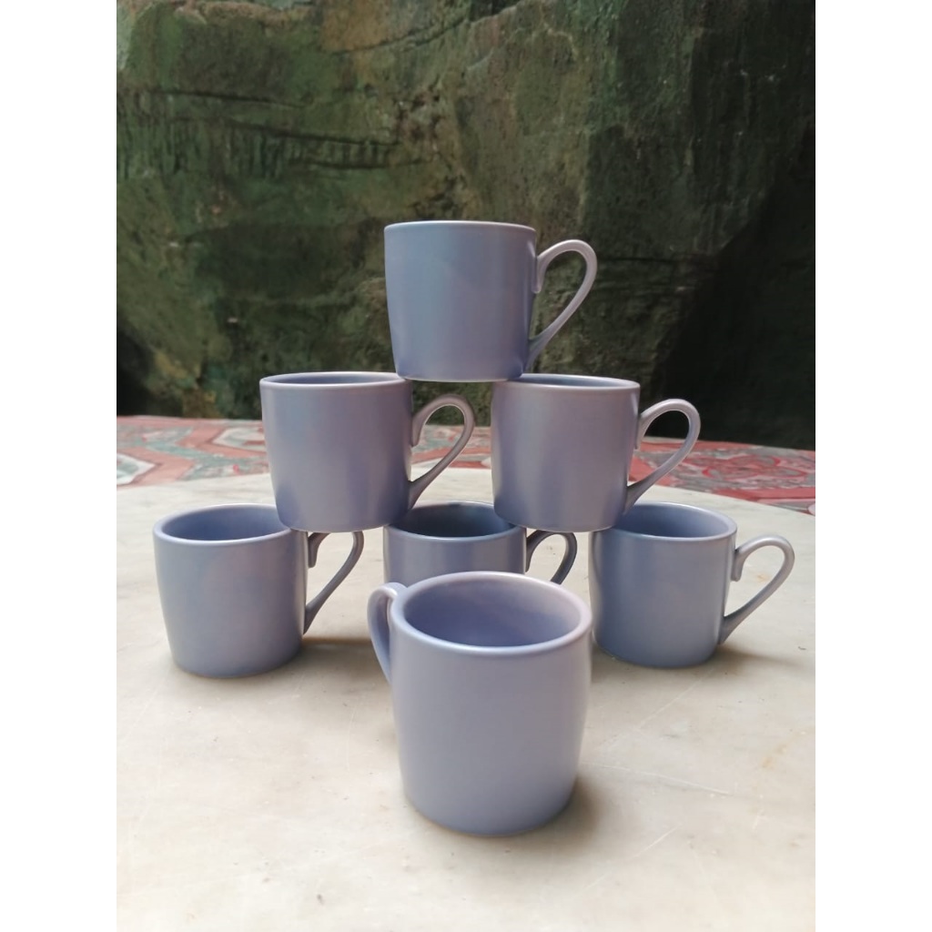 Mug Keramik Mini Warna gradiasi ungu (pudar) Retro mug untuk minum kopi
