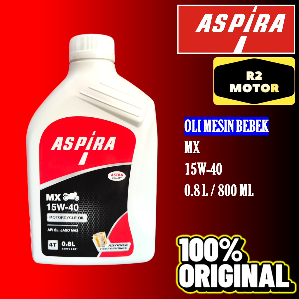 OLI MESIN MOTOR ASPIRA BY SHELL MX BEBEK 15W-40 (0.8L) REVO BLADE SUPRA JUPITER VEGA ORIGINAL ASTRA