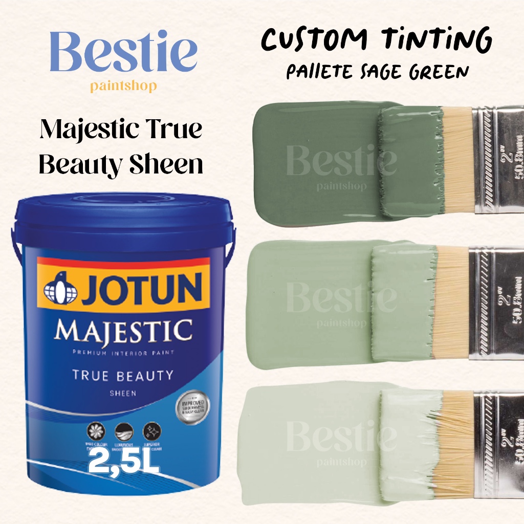 MAJESTIC TRUE BEAUTY SHEEN 2,5 LITER / SAGE GREEN / CAT TEMBOK INTERIOR JOTUN WARNA CUSTOM TINTING