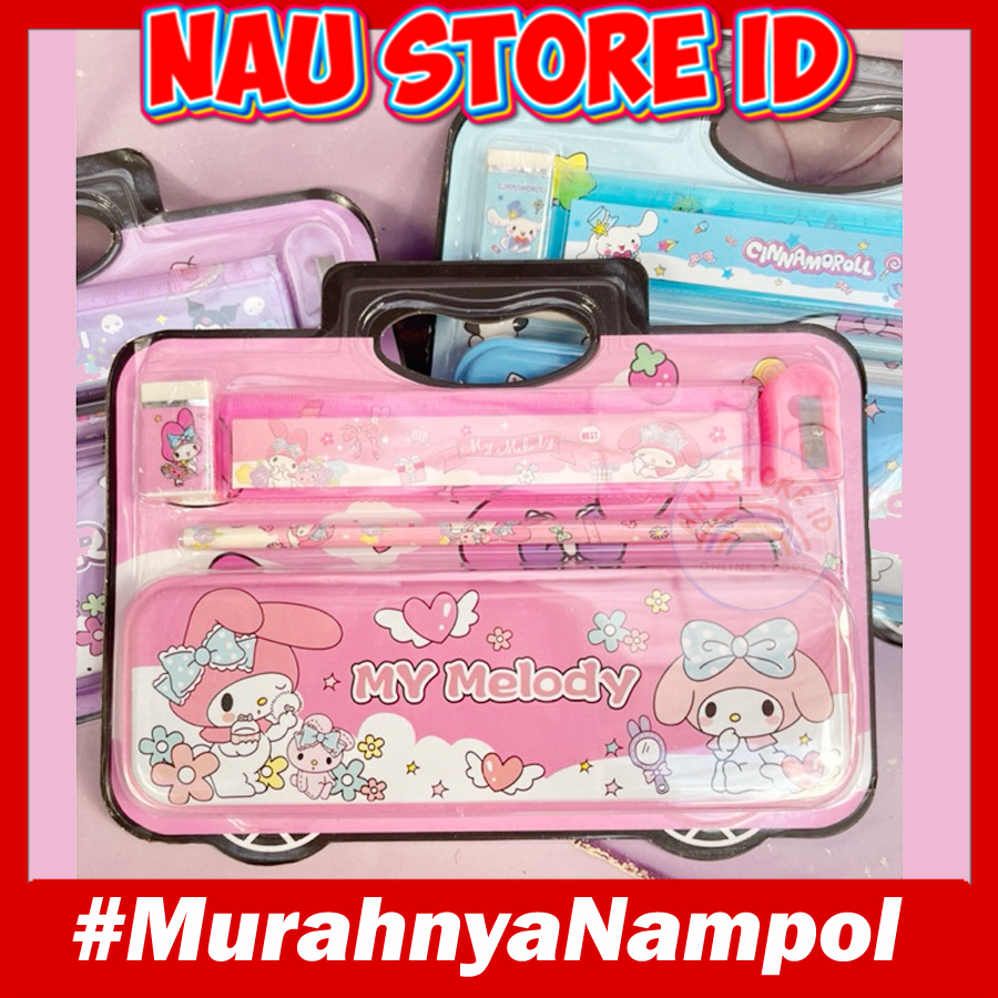 

STATIONERY SET TEMPAT PENSIL KALENG SERI SANRIO KUROMI MELODY / KOTAK PENSIL BESI TEPAK PENSIL BESI 1 SET MODEL SANRIO ISI PENGGARIS PENGHAPUS RAUTAN DAN PENSIL