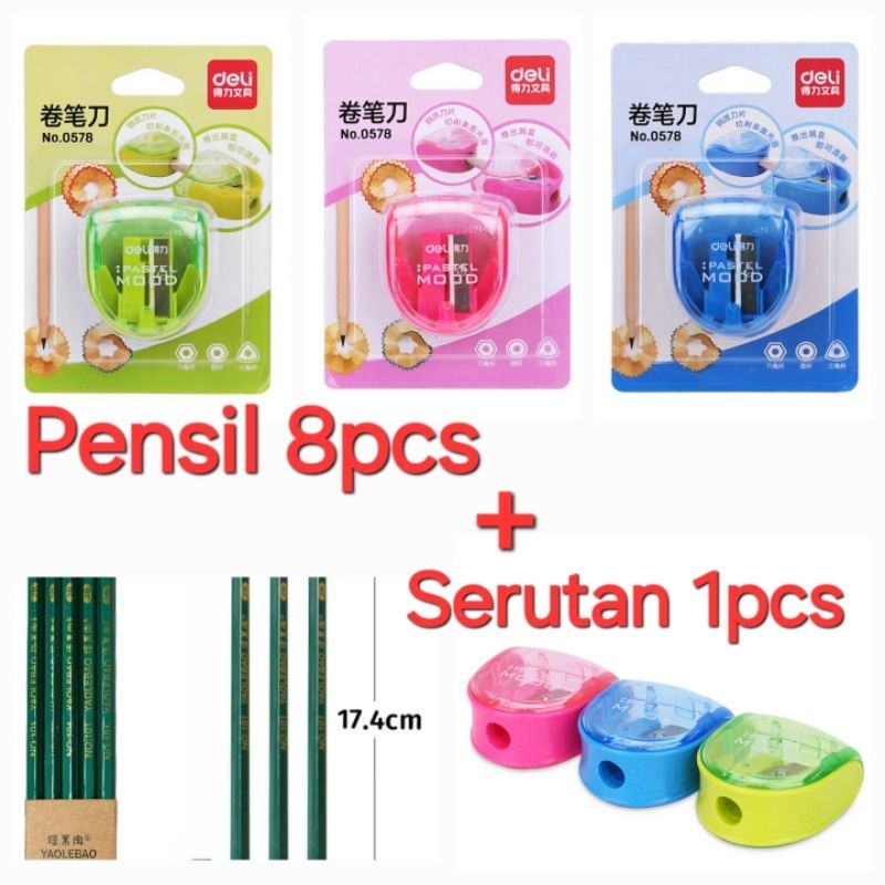 

Pensil 2B isi 8pcs + Serutan 1pcs