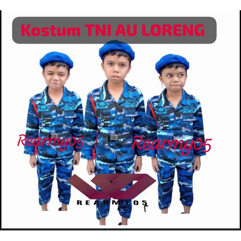 SERAGAM TNI AU LORENG BAJU TNI AU ANAK SETELAN ANAK LAKI LAKI BAJU KARNAVAL KOSTUM KARNAVAL ANAK