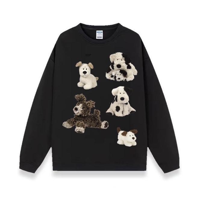 BIG SIZE Sweater Hitam Pria Puppy Family Style Switer Wanita Oversize Kaos Korean Style Sweater Over