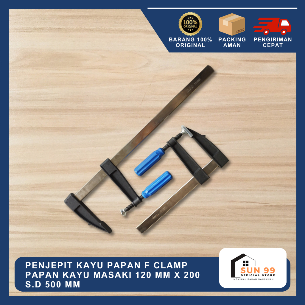 Penjepit Kayu Papan F Clamp Papan Kayu MASAKI 120 mm X 200 s.d 500 mm
