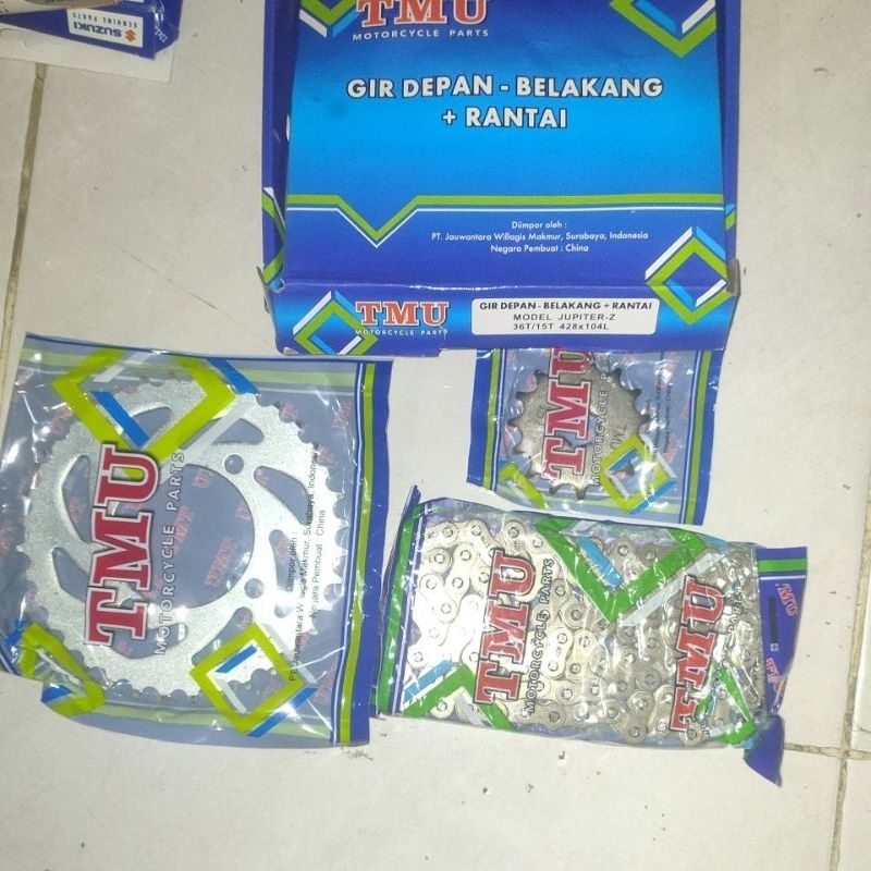 GEAR SET GEAR DEPAN BELAKANG RANTAI SET JUPITER Z LAMA TMU