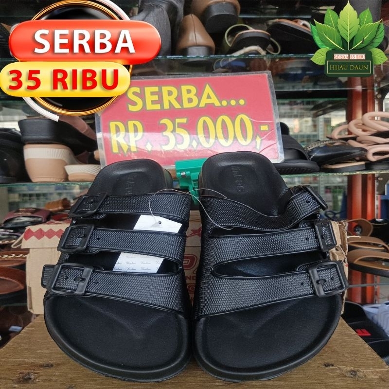 Cuci gudang (SERBA 35RB), sendal pria anti licin kinboss black premium