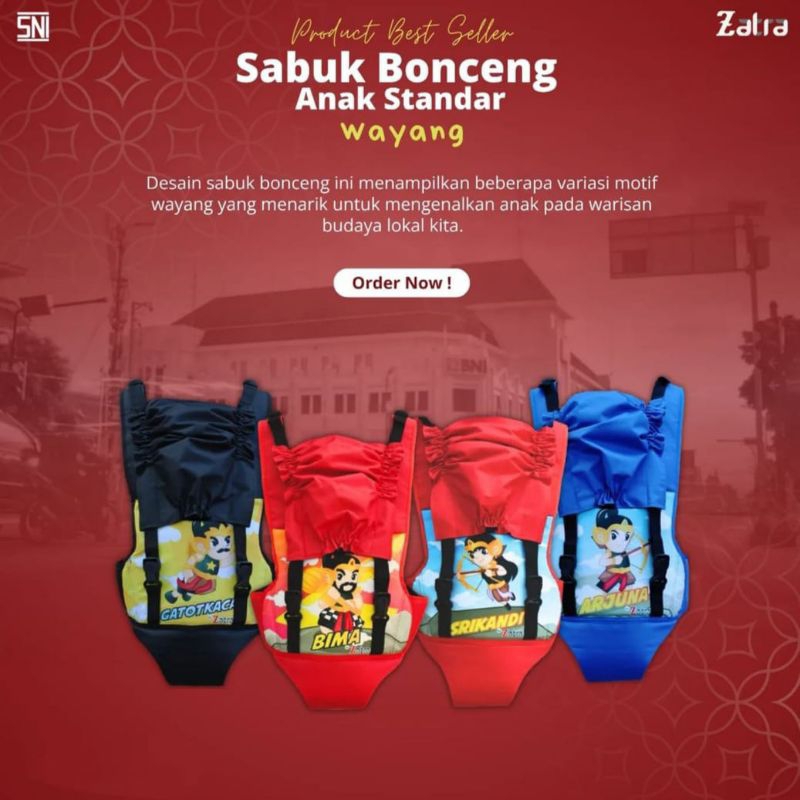 WER Sabuk Bonceng Anak Zatra Dengan Topi dan Celana Pengaman Boncengan Gendongan Motor Depan