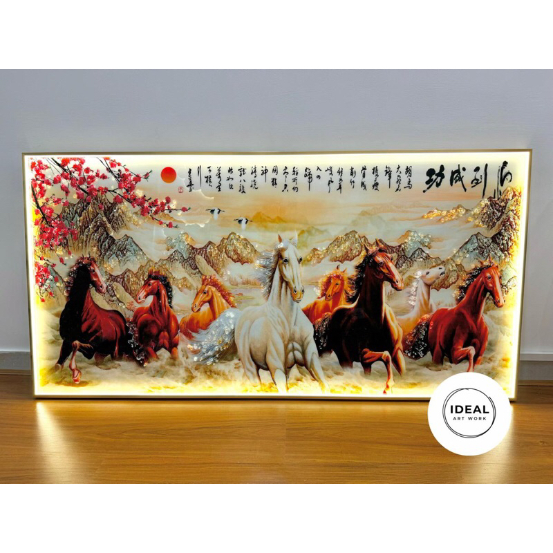 PREMIUM Lukisan Porcelain Kuda 5D Diamond + LED