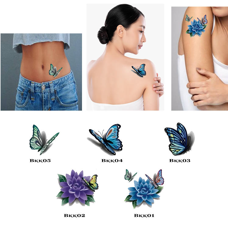 tatto temporer gambar bunga dan kupu kupu