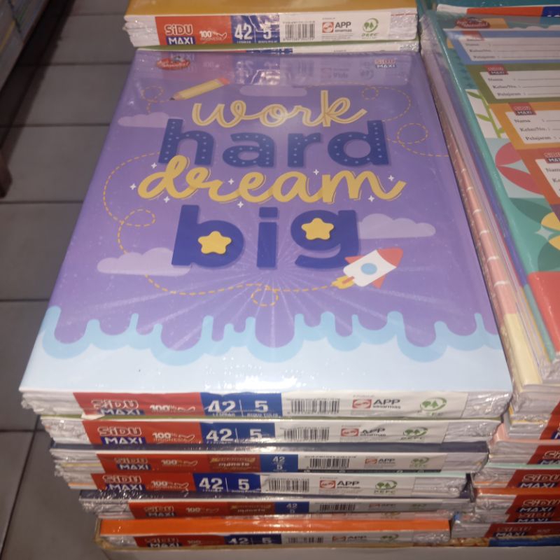 

Buku Tulis sidu maxi 42lbr (Boxy/panjang) 1pak/5buku