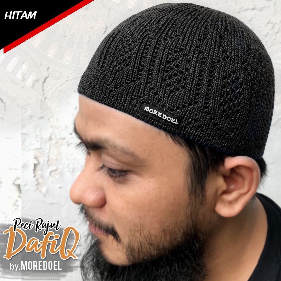 KODE K27T Peci Rajut Dewasa DafiQ By Moredoel Tebal dan Nyaman di Pakai Sholat dan Harian