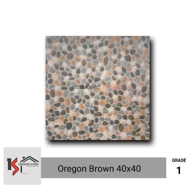 Keramik Lantai Teras 40x40 (Kasar) Motif Batu Batu Kerikil