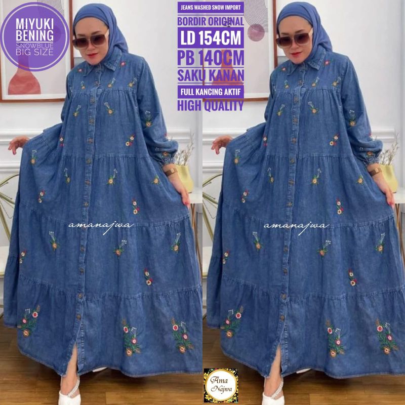GAMIS JEANS SUPER JUMBO LD 150 GAMIS JEANS JUMBO DRESS WANITA MUSLIM BIGSIZE LITHUAINA | MEMPHIS MAX