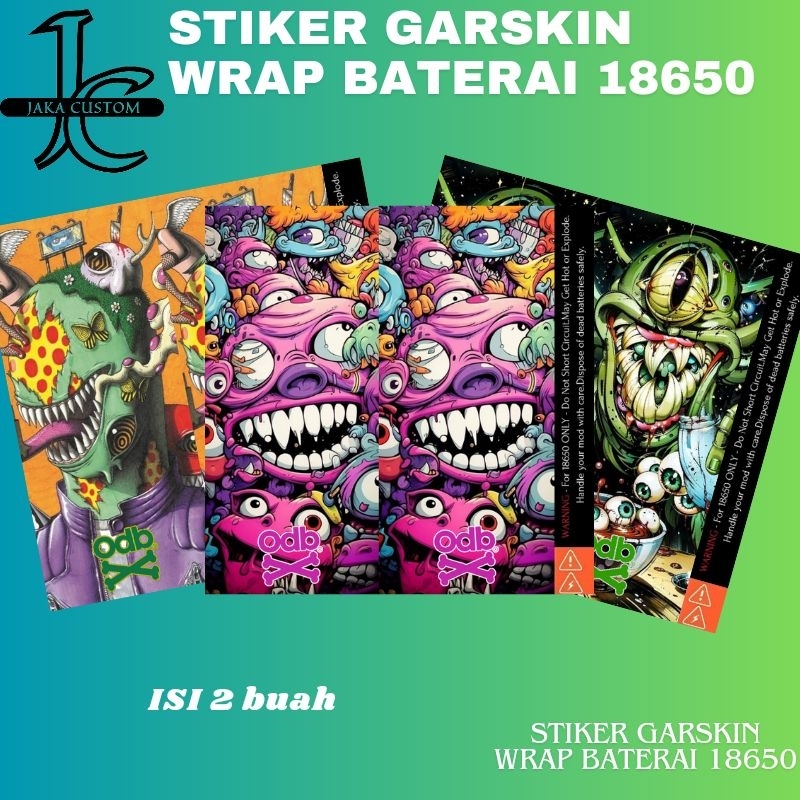 Jaka Custom - Skin Stiker Wrap Baterai 18650 Motif ODB X Monster Full Desain Untuk Melindungxi Dan M