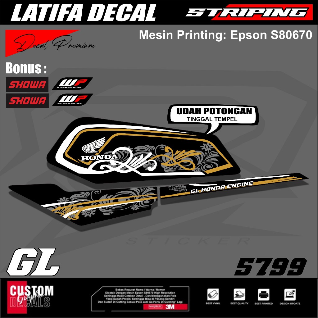 JUAL STICKER STRIPING VARIASI GL PRO MAX NEOTECH - STICKER GL SUDAH POTONGAN