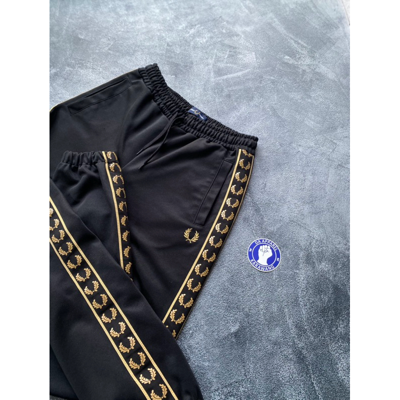 Ready stok Track Pants Fred perry taped Black Gold Original