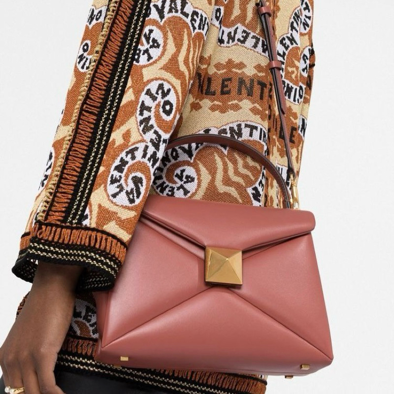 Original Valentino VLTN One Stud Small Top Handle Bag in Nappa Leather