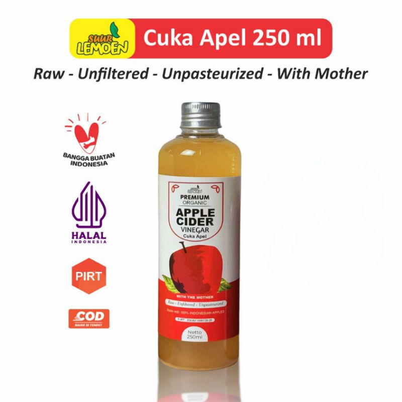 

SUUR LEMOEN - cuka apel premium organic 250 ML - With The Mother Untuk Diet Alami - CUKA APEL 250ML