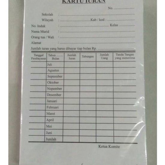 

KI3 Kartu Iuran Siswa Bayaran Sekolah SPP BP3