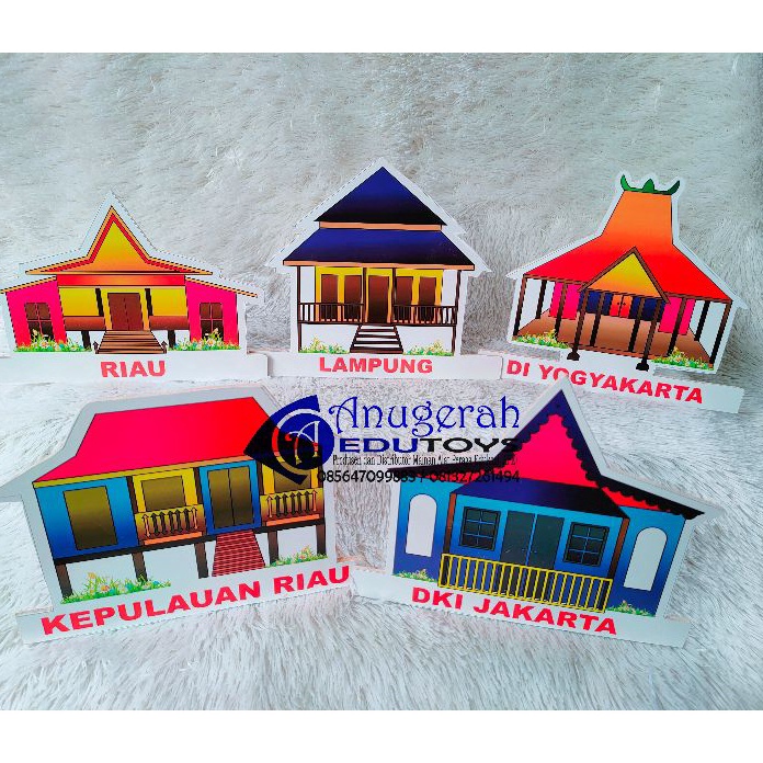 KP8 maket rumah adat 34 Provinsi Mainan Berdiri Rumah Adat 2D