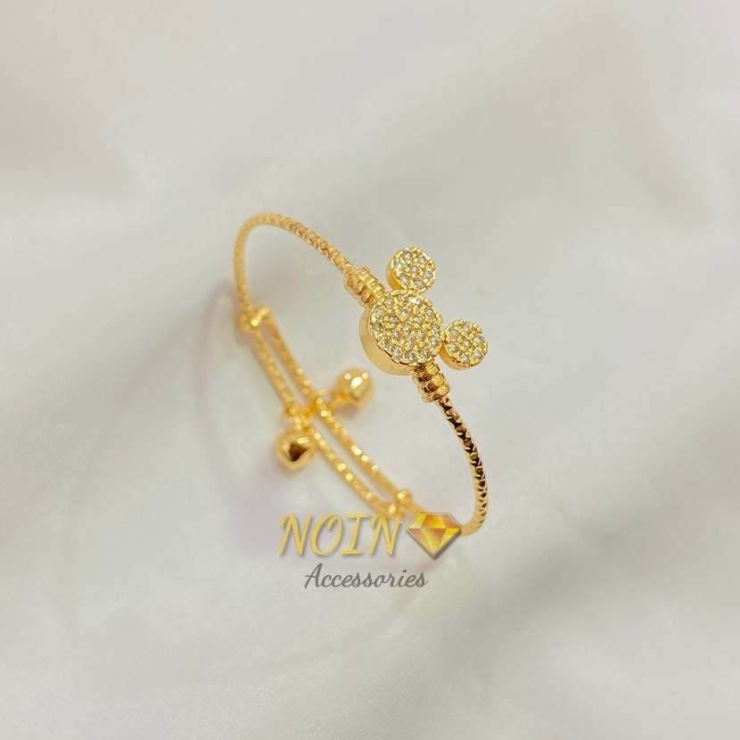 Murah Gelang Anak Flexible Lapis Emas Permata Putih  Hitam