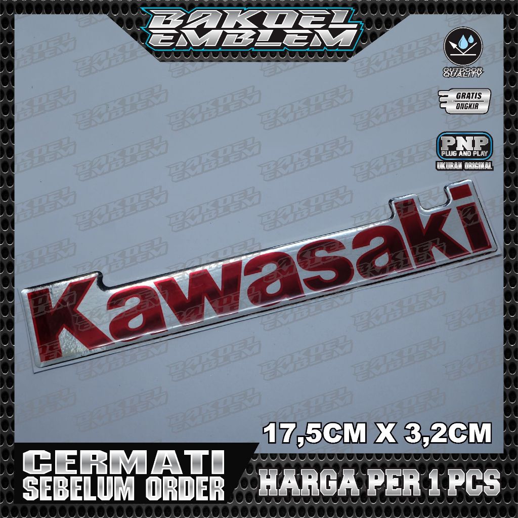 Emblem timbul kawasaki / emblem logo kawasaki / emblem kawasaki merah