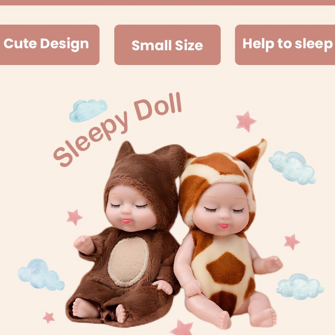HJ6 SOOKA Mainan Boneka Bayi Super Mini RebornNewborn Perempuan Tidur Mini Lucu Mirip Asli Ukuran 11