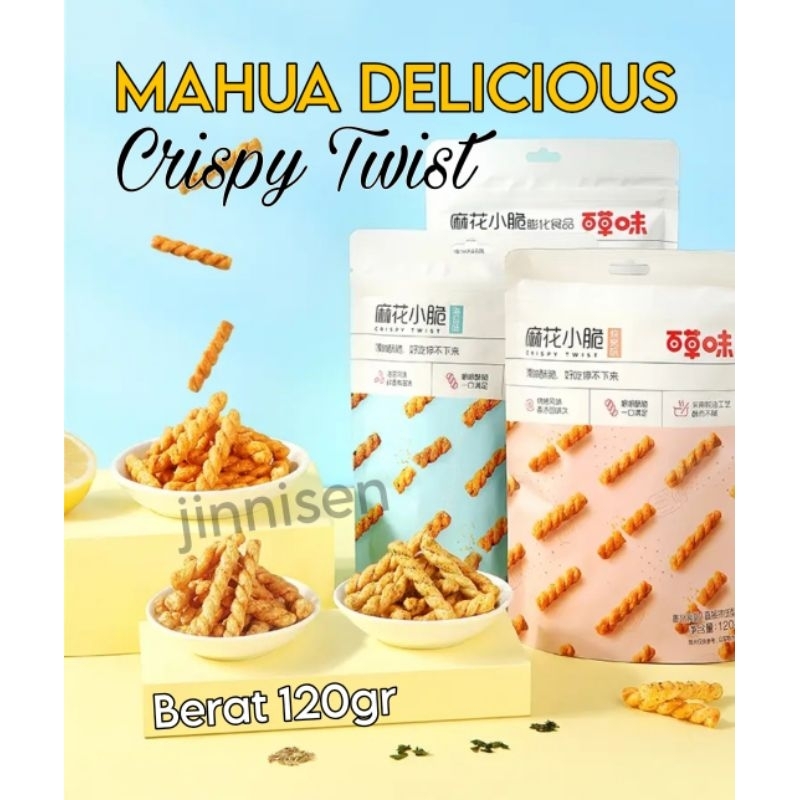 

Cemilan Mahua Delicious Crispy Twist 120gr/Snack Kepang/Plentiran/Kue Tambang