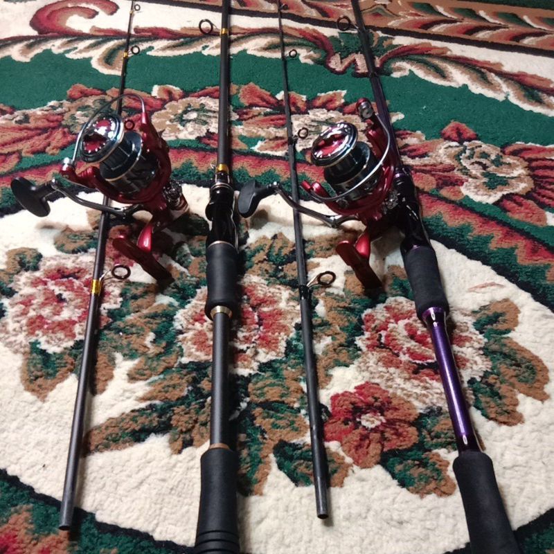 joran daiwa 180cm carbon hollow set reel ironman power handle cliker