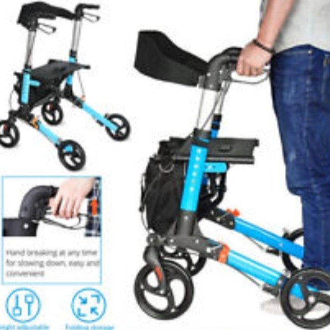 Alat Bantu Jalan Rollator Walker / Kursi Roda Lipat Lansia Premium