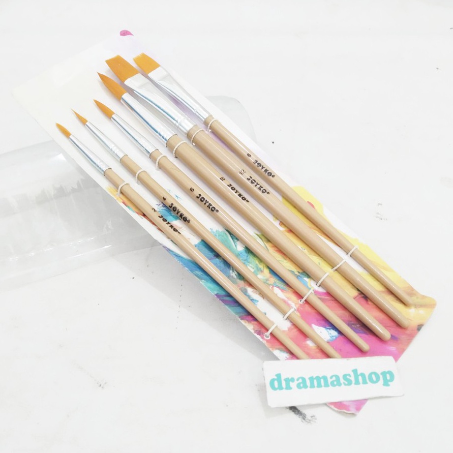 

EKSTRA PROMO Kuas Lukis Cat Air Minyak lancip Acrylic Brush Paint set 6 pcs
