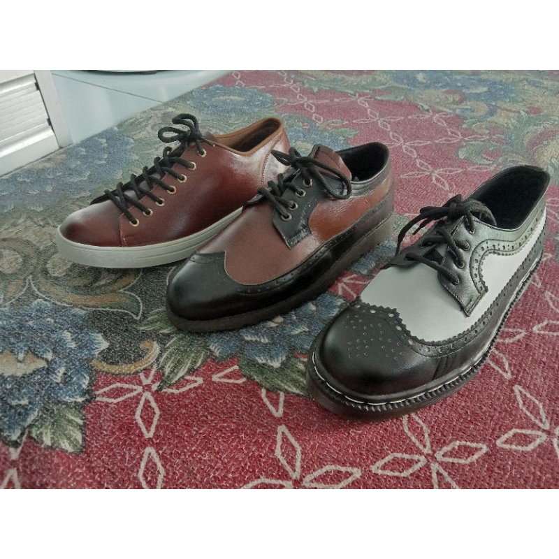 Sepatu kulit wingtip prada oxford