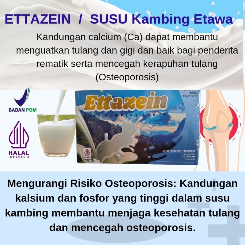 

Rematik, Osteoporosis minum ETTAZEIN (susu kambing etawa tinggi kalsium)