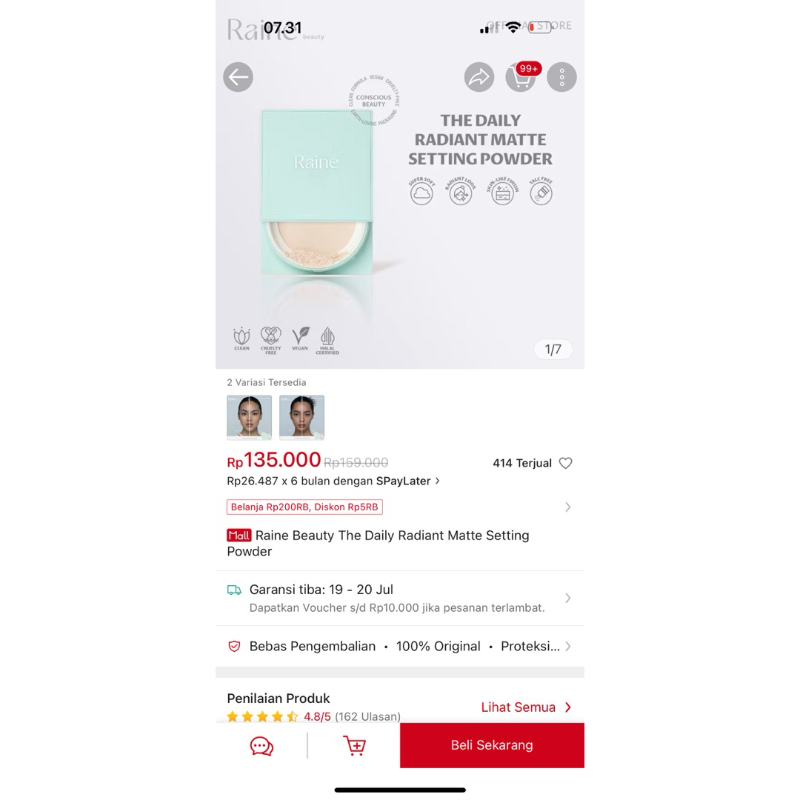Raine Beauty The Daily Radiant Matte Setting Powder