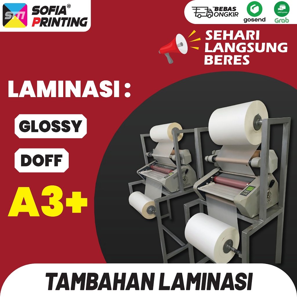 

Laminasi A3+ | Laminating A3 | Glossy / Doff