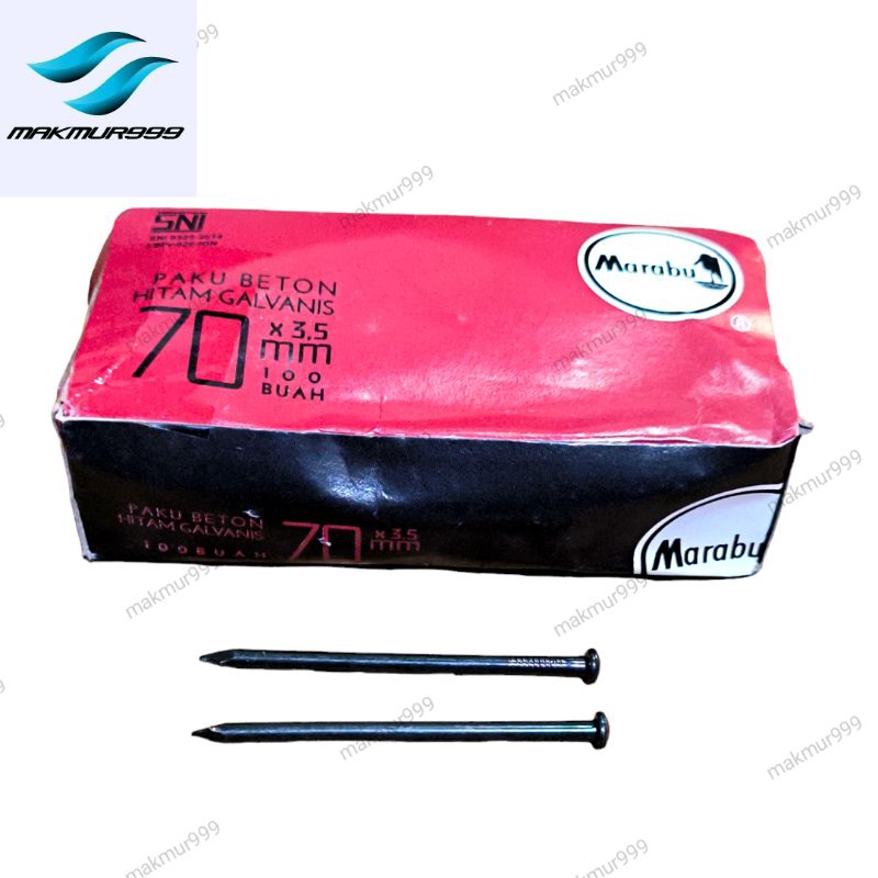 paku beton hitam marabu 7cm - paku beton dus