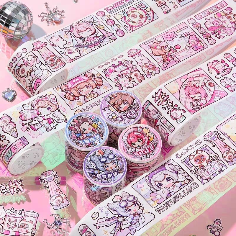 

1roll 2meter Stiker Washitape Sticker Roll Tape Mian Mian Cyberpunk